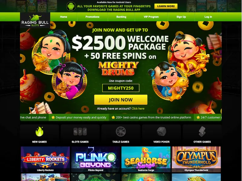 raging bull slots homepage